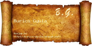 Burics Gyula névjegykártya